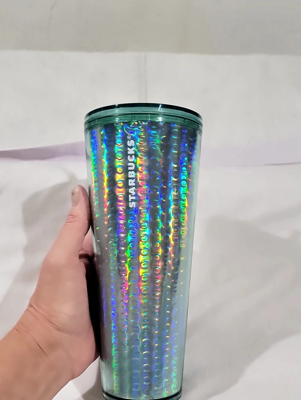 Starbucks Bubble Mint Green Iridescent Holographic Cold Cup Tumbler With Straw